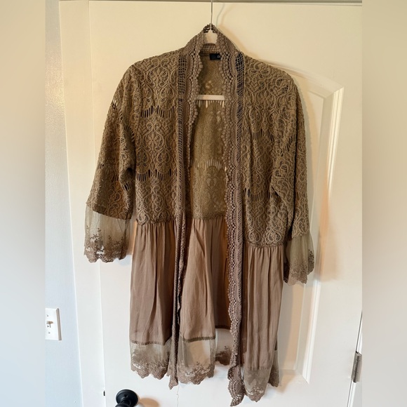 Olive Green Lace Coverup - Picture 1 of 2